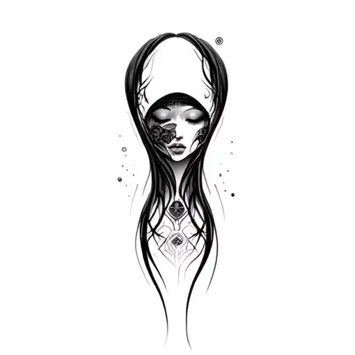 Coverup Space Curvy Woman Face Eyes Closed