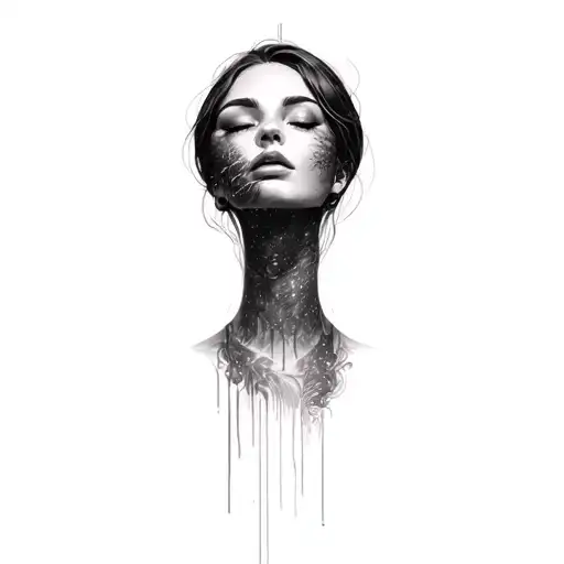 Coverup Space Curvy Woman Face Eyes Closed