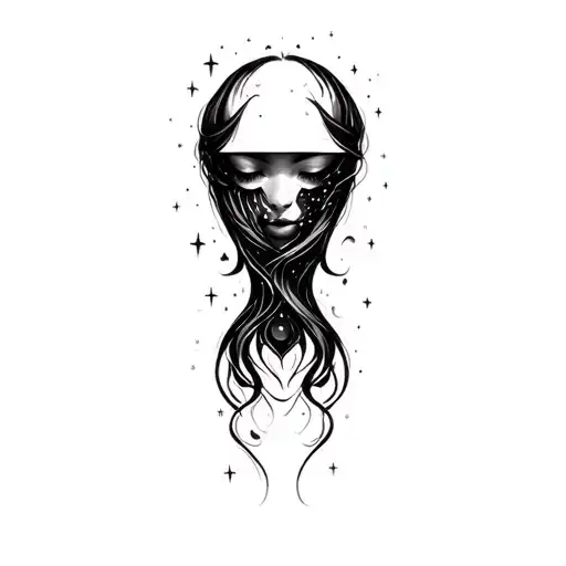 Coverup Space Curvy Woman Face Eyes Closed Stars