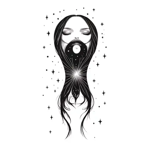 Coverup Space Curvy Woman Face Eyes Closed Stars