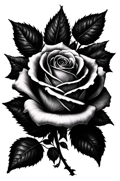 Rose Vine Pencil Drawing