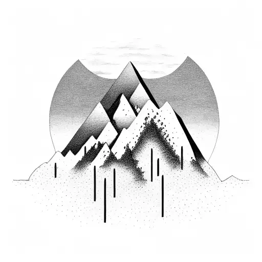 A Silhouette Of Three Mountain Peaks Against A Vibrant Sunset Backdrop