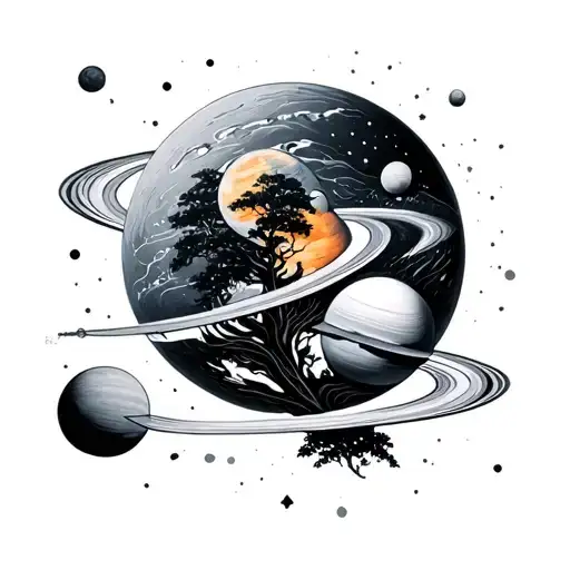 Tree Planets Orbiting