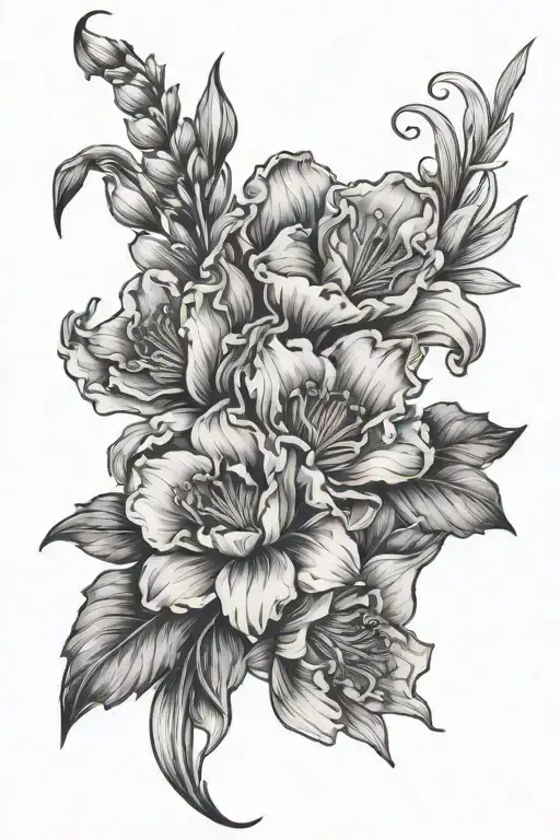 Poppy Gladiolus Peony And Daffodil Hip Piece