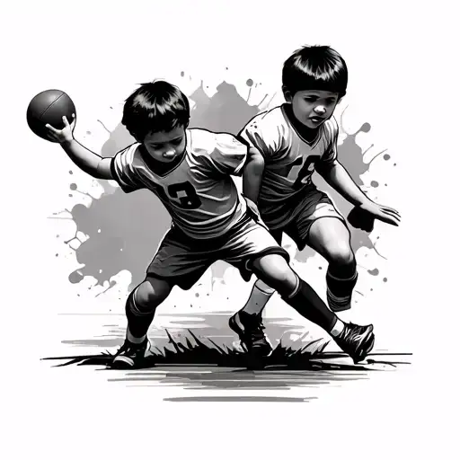 Children Playing Football As If It Were An Old Format