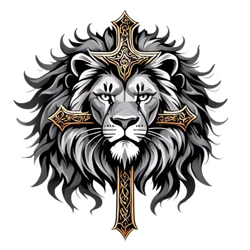 Cross With Lion Surrounded