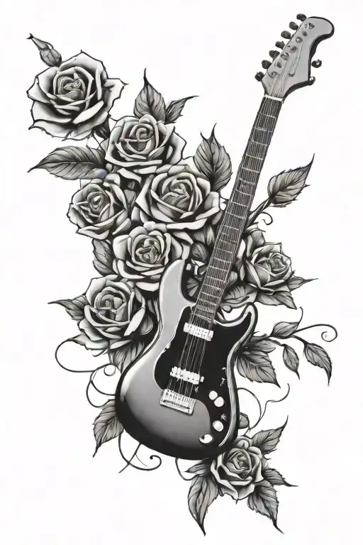 Electric Guitar With Roses And Thorns