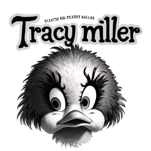 Generate Me A Pencil Drawing Of A Detailed Tweety Bird With The Name Tracy Miller At The Top Of It