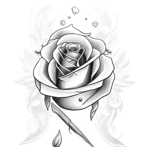 Broken Sword With Roses