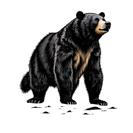 Bear Silhouette In Line Work