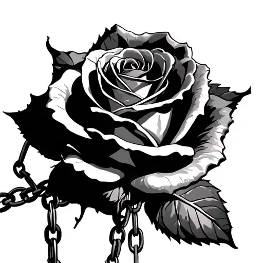 Rose With Chains Attached And Broken