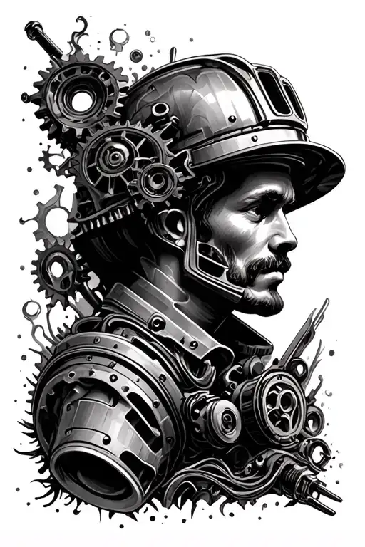 Realism Gear And Piston Engineer In A Fractal Pattern