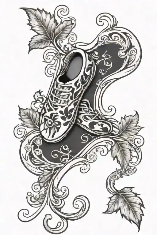 Baby Foot Print With Leaves And A Scroll