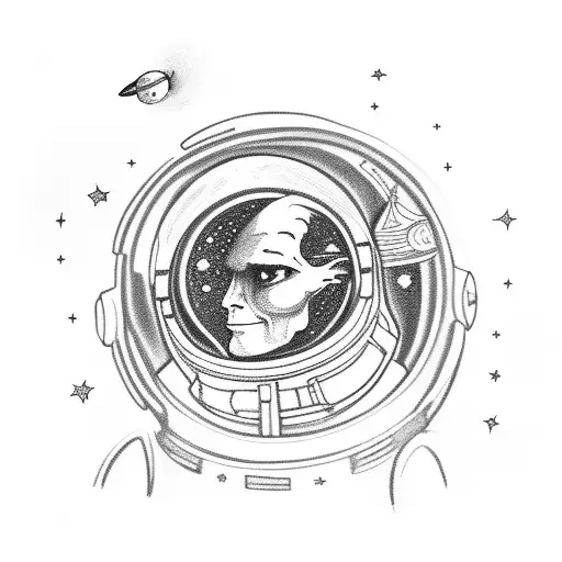 Space Man Sit In A Planet With A Rocket