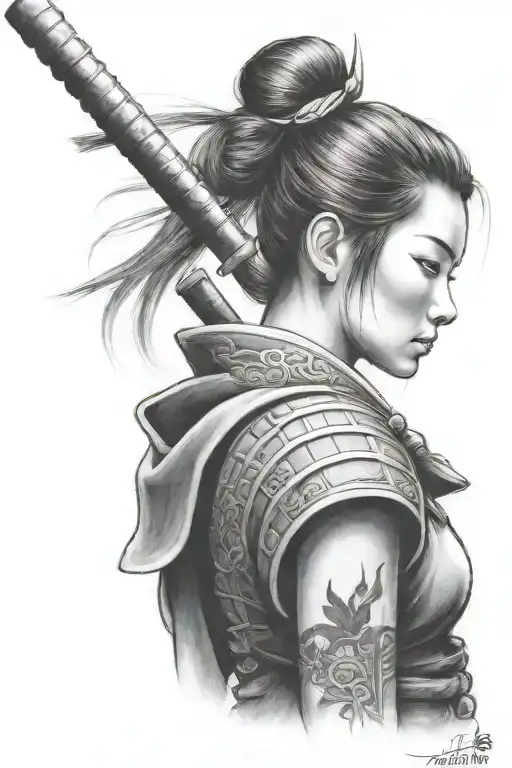 Samurai Girl Standing Without Katana