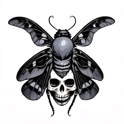 Death Head Moth With Skull