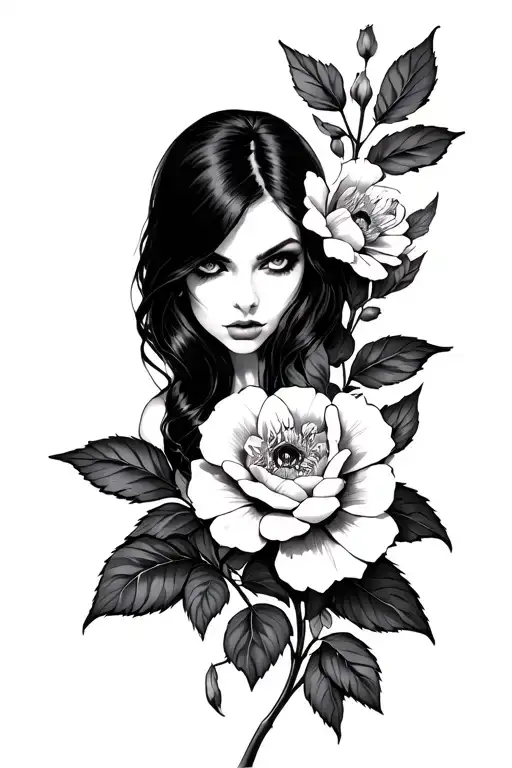 Black Widow And Flowers