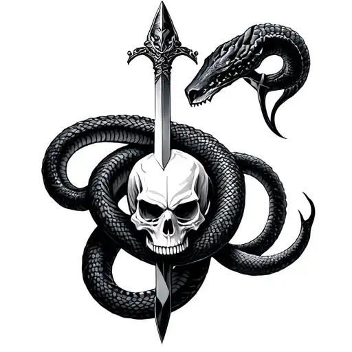 Skull Dagger Viper Coiled