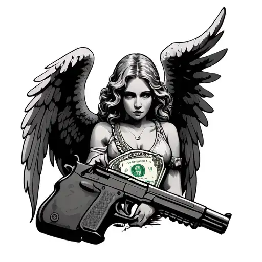 Angel With A Mini Uzi And A Bag Of Money
