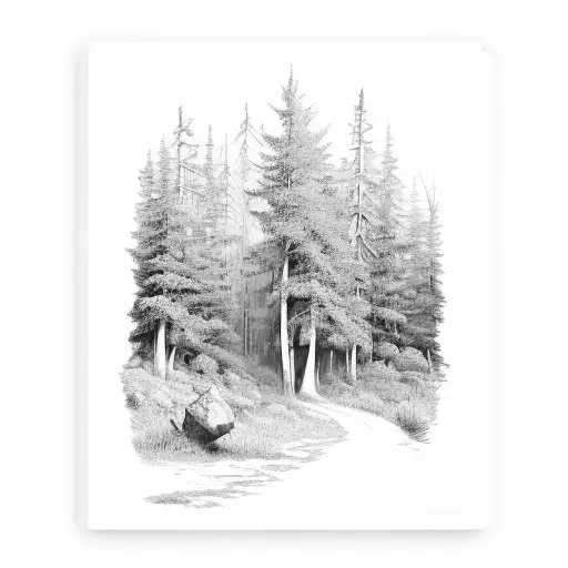 A Hiking Trail Winding Through A Forest Of Art Supplies