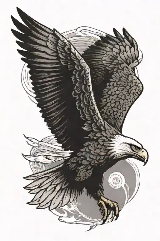 Image Of An Eagle Flying Towards The Sun