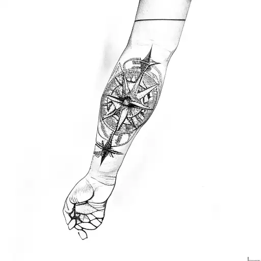 A Compass And Palm Trees