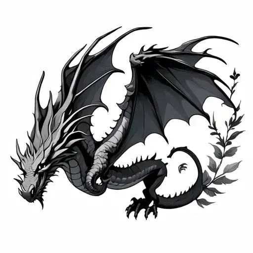 Top View Dragon Flying With Shadow Leaves You