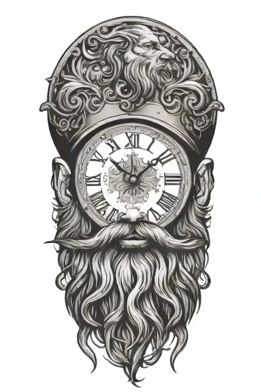 Roman Numeral Clock With Bearded Man