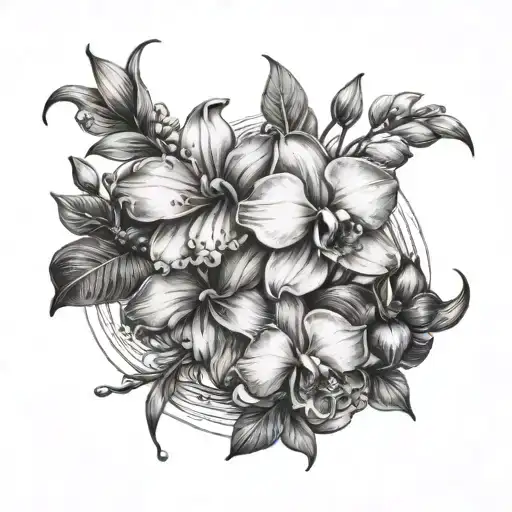 Jasmine Flowers With Moon Orchid Flowers