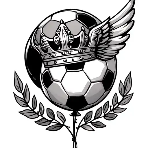 Soccer Football Balloon And Laurel Wing Crown