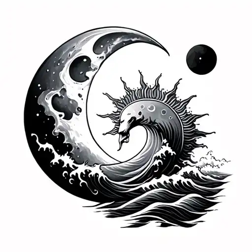 The Sun The Moon And The Ocean Waves