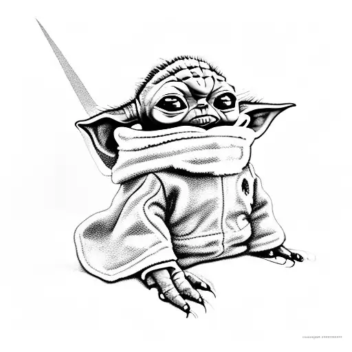 Baby Yoda With Mandalorian