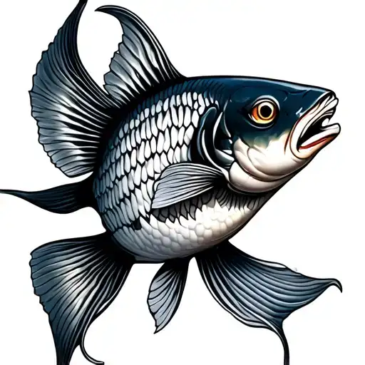 Goldfish With Shark Fin Tied On Back