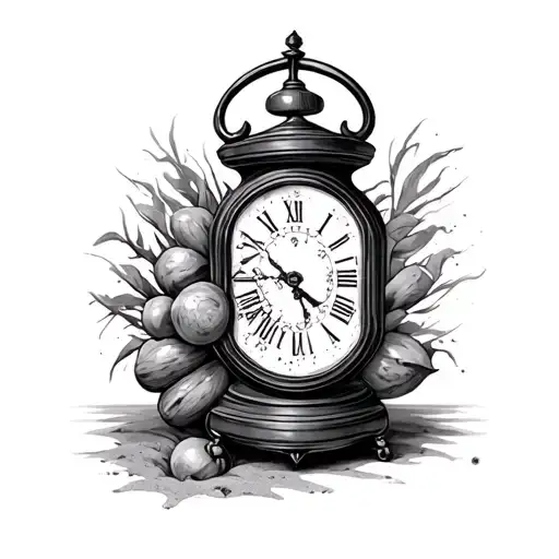 Calabera With Sand Clock