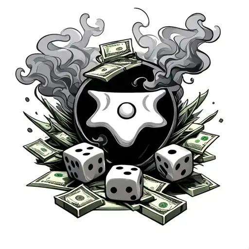 Lil Glo With Smoke And Money Around It And Dice