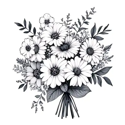 August And March And October Birth Flower Bouquet