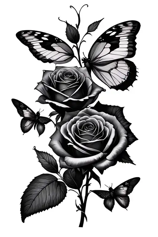 Roses Dark For Cover And Buterflys