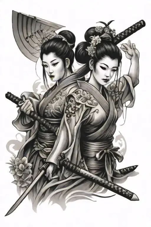 Geisha And Katana
