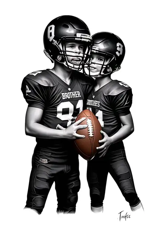 Brothers With A Football Ball