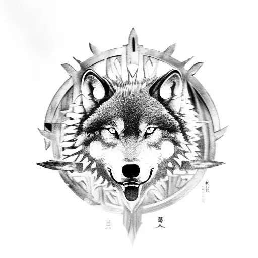 A Japanese Knife Surrounded By Game Of Thrones Stark Wolf Symbols