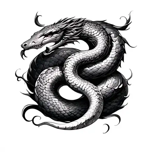 Abstract Twin Serpents Tattoo As Gemini Zodiac Sign