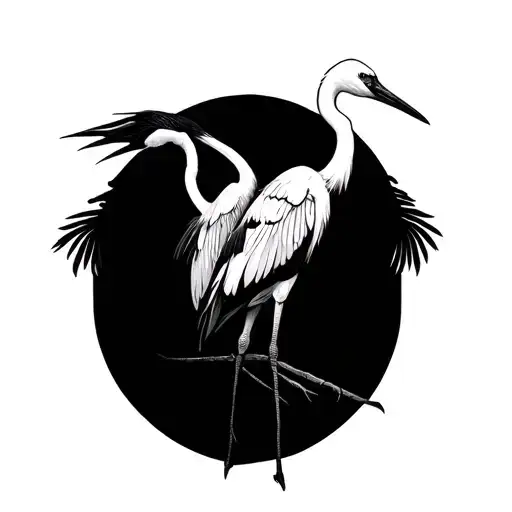 2 Crane Tattoo Realism