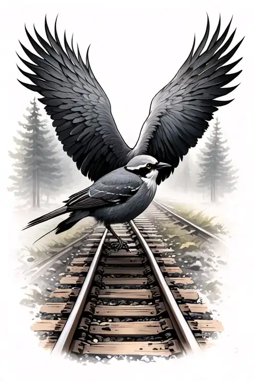 Bird Hunting Along Railroad Tracks Walking Into Fog