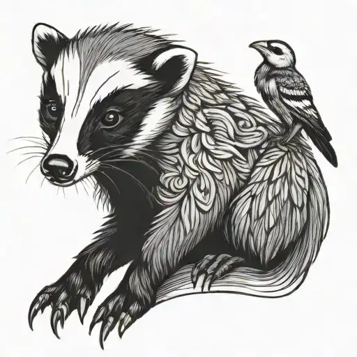Hufflepuff Badger With Baby Phoenix