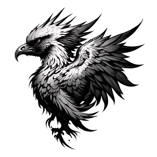 Side Profile Of Phoenix Rising From The Ashes