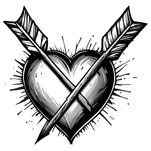 Arrow Through Heart With Cross On Top