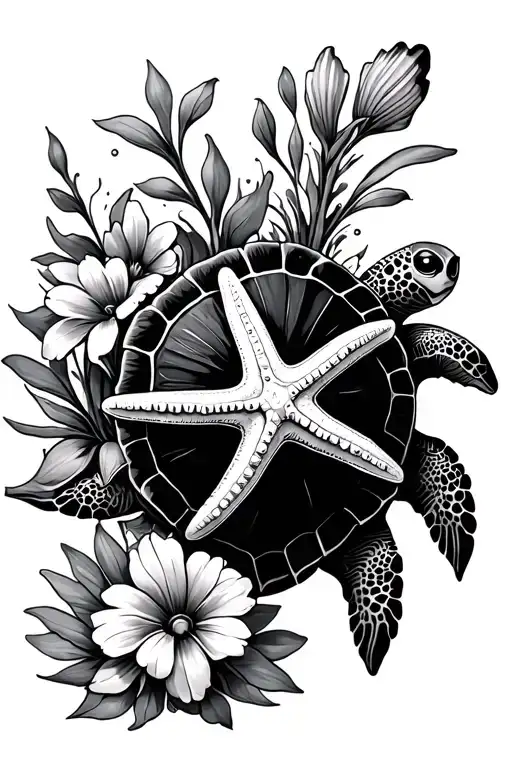 Ocean Shell Turtle Starfish Flower