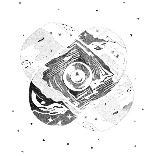 A Mountain Range Shaped Like A Ying-yang Symbol With Stars Scattered Across The Sky