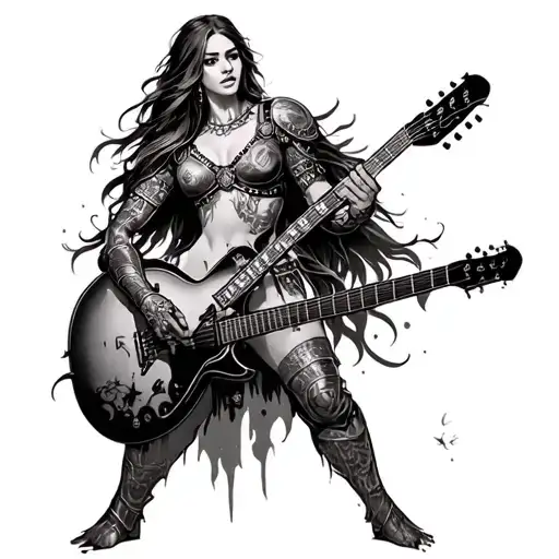 Pictish Warrior Woman With Guitar Transforming