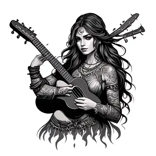 Pictish Warrior Woman With Ukulele